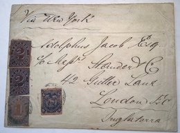 Ecuador Very Rare 1893 Provisional Frkg Postal Stationery Cut Out + Fiscal Stamps Cover GUAYAQUIL>London(Equateur Lettre - Ecuador