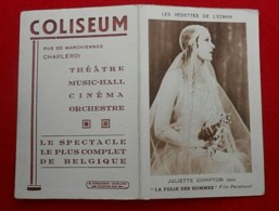 Calendrier De Poche 1933/ Actrice/ Juliette Compton/ Cinéma Coliseum/ Charleroi - Formato Piccolo : 1921-40