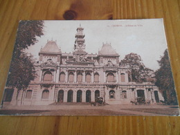 CANTON  TIMBRE SURCHARGE 4 CENTS JANVIER 1924 DEPART SAIGON COCHINCHINE RECTO HOTEL DE VILLE SAÏGON - Storia Postale