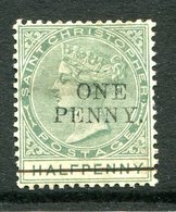 St. Christopher - St Kitts & Nevis - 1887 QV - Surcharges - 1d On ½d Dull Green HM (SG 26) - St.Christopher-Nevis & Anguilla (...-1980)