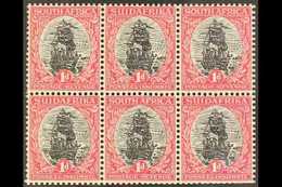 1926-27 1d Black And Carmine, Perf 13½ X 14, Wmk Inverted (ex 1927 Booklet), SG 31ew, BLOCK OF SIX Fine Mint. Scarce Blo - Non Classés