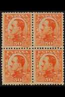 1930 King Alfonso XIII 50c Orange (Edifil 498, Mi 570, Sc 414, SG 592), BLOCK OF FOUR Never Hinged Mint. For More Images - Altri & Non Classificati