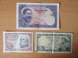 Espagne / Espana - 3 Billets 1, 5 Et 25 Pesetas 1953 / 1954 - TB / TTB - [ 9] Collections