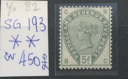 5d Mint NEVER Hinged OG.  LUXE Sans Charnière Yv.82. SG 193 = 450-£  Yv.550-euros Pour Charniéré - Unused Stamps