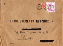 Enveloppe ETABLISSEMENT HUTCHINSON - TUNISIE 20c -1F40 - Briefe U. Dokumente