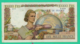10 000 Francs - Génie  Français - N° B.8760/377 - OZ.2-4-1953.OZ - TB+  - 2 Coupures (point Rouge) - 10 000 F 1945-1956 ''Génie Français''