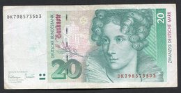 20 Dm / Deutsche Mark / Bundesbanknote 1-10-1993 (DK) - See The 2 Scans For Condition.(Originalscan ) - 20 Deutsche Mark