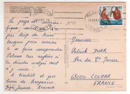 Timbre , Stamp Yvert N° 1591 Sur Cp , Carte , Postcard Du 13/07/1987 Pour La France - Brieven En Documenten