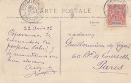 CARTE MARTINIQUE. 23 AOUT 1905. FORT DE FRANCE     /  2 - Covers & Documents