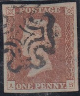 GRAN BRETAGNA    1841   1p RED USED  LARGE MARGIN  SUPERB STAMP PL.26 AB BLACK MC - Oblitérés