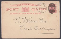 1900. NEW SOUTH WALES AUSTRALIA  1d PENNY POST CARD To East Bahman.  SYDNEY JA 19 00 ... () - JF311592 - Brieven En Documenten