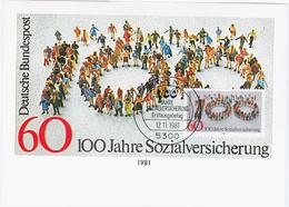 Germany Deutschland 1981 Maximum Card, 100 Jahre Sozialversicherung, 100 Years Of Social Security, Bonn - 1981-2000
