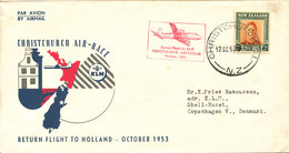 New Zealand Flight Cover Christchurch Air - Race To Amsterdam 12-10-1953 - Storia Postale