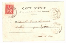 ARTONNE Puy De Dôme Carte Postale Dest EPONE Seine Et Oise 10c Mouchon Type II Ob 9 8 1902 FB84 Lautier B2 - Brieven En Documenten