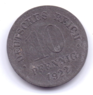 DEUTSCHES REICH 1922: 10 Pfennig, KM 26 - 10 Rentenpfennig & 10 Reichspfennig