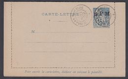 1892. SAINT-PIERRE-MIQUELON. CARTE -LETTRE SPM / 15 C. COLONIES POSTES REP. FRANCAISE... () - JF321813 - Brieven En Documenten