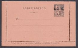 1896. SAINT-PIERRE-MIQUELON. CARTE -LETTRE SPM / 25 C. COLONIES POSTES REP. FRANCAISE... () - JF321821 - Cartas & Documentos