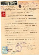 1945 MUNICIPIO DI CAMPOBELLO DI MAZARA  CON MARCHE COMUNALI - Revenue Stamps