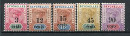 Seychelles  - N° 9 à 13 * - Neuf Avec Charnière  - Variété : Surcharge Double - Seychelles (...-1976)