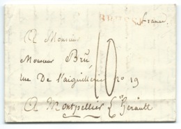 MARQUE POSTALE BRUSSEL POUR MONTPELLIER / 1816 / TAXE 10 - 1815-1830 (Holländische Periode)