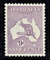 Australia 1915 Kangaroo 9d Violet 2nd Watermark MH - Listed Variety. - Mint Stamps