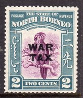 North Borneo 1941 2c Palm Cockatoo Definitive Overprinted WAR TAX, Perf. 12½, Very Lightly Hinged Mint, SG 319 (MS) - North Borneo (...-1963)