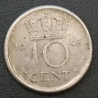 PAYS BAS - NEDERLAND - 10 CENTS 1948 - Wilhelmina - KM 177 - 10 Cent