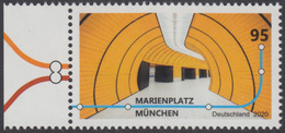 !a! GERMANY 2020 Mi. 3538 MNH SINGLE W/ Left Margin (b) - Subway Stations: Marienplatz, Munic - Ungebraucht