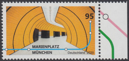 !a! GERMANY 2020 Mi. 3538 MNH SINGLE W/ Right Margin (c) - Subway Stations: Marienplatz, Munic - Ungebraucht