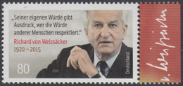 !a! GERMANY 2020 Mi. 3539 MNH SINGLE W/ Right Margins (c) - Richard Von Weizsäcker, Federal President - Unused Stamps