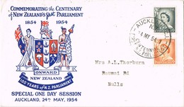 36312. Carta AUCKLAND (New Zealand) 1954. Centennial Paliament - Storia Postale