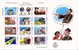 ESPAÑA / SPAIN (2001) - Correspondencia Escolar Historia, Colón, Carlos I, Cortés, Elcano, Pizarro, Lope Vega, Felipe II - Blocks & Sheetlets & Panes