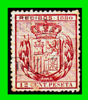 ESPAÑA –  SELLO FISCAL RECIBOS ALFONSO XII 1880 - 12 CÉNTIMOS - Fiscaux-postaux