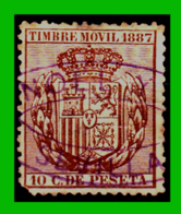 ESPAÑA –  SELLO FISCAL RECIBOS ALFONSO XII 1887 - 10 CÉNTIMOS - Fiscaux-postaux