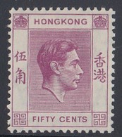 HONG KONG KGVI  1938-52 50C SG 153  MLH - Nuovi