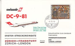 Liechtenstein - Lettre De 1980 - Oblit Vaduz - 1er Vol Zürich London - Cachet DeHeatrow Airport London - - Storia Postale