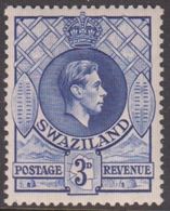 1938. SWAZILAND. Georg VI 3 D. Dark Blue Perf. 13½ X 13  (MICHEL 31bA) - JF136072 - Swaziland (...-1967)