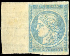 (*) Essai. 10c. Bleu Sur Papier Toilé. BdeF. TB - 1849-1850 Ceres