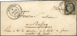 O 20c. Noir Obl. Grand CàD Type 14 De MORTEAU Du 3 Janvier 1849 S/lettre Avec Répétition Du Cachet. TB. - 1849-1850 Ceres