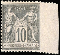 * 10c. Noir S/lilas. Type II. Non Dentelé à Droite. BdeF. Belle Variété. SUP. - 1876-1878 Sage (Typ I)