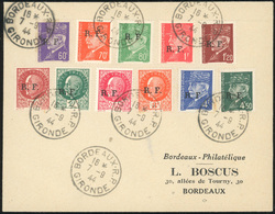 O BORDEAUX. 11 Valeurs, Type II, Obl. S/lettre Locale Frappée Du CàD De BORDEAUX Du 7 Septembre 1944. SUP. - Befreiung