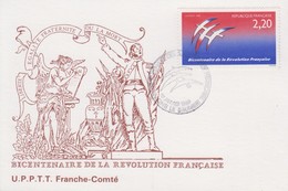 Carte  Maximum  1er  Jour  FRANCE   Bicentenaire  De  La   REVOLUTION   FRANCAISE   LONS  LE  SAULNIER   1989 - Franse Revolutie