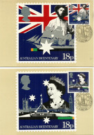 AUSTRALIA - UK . Joint Issue Australian Bicentenary, émission Conjointe Royaume-Uni-Australie.  2 Cartes-maximum - Storia Postale