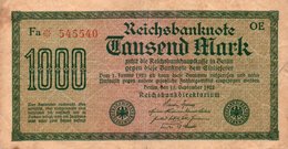 GERMANY-  1000 MARK 1922  P-76b  CIRC.   Filigran -Dornen  Serie Fa* 545540 - 1.000 Mark