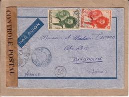 MAURITANIE , ISERE - GUERRE 1939-45 - LETTRE PAR AVION D' ATAR POUR BRIGNOUD , CONTROLE POSTAL + OUVERT , A4 - Lettres & Documents