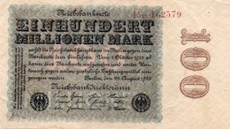 GERMANY-100 MILLIONEN MARK 1923  P-107b2  Circ XF++   UNIFACE - 100 Miljoen Mark