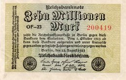 GERMANY-10 MILLIONEN MARK 1923  P-106d  AUNC  UNIFACE - 10 Mio. Mark