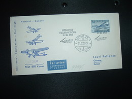 LETTRE TP AVION 34 OBL.31-10 1958 HELSINKI GENEVE 1ère LIAISON RETOUR - Briefe U. Dokumente