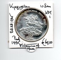 KYRGYZSTAN 10 SOM 1995 ZILVER PROOF MILLENNIUM OF MARAS - Kirguistán