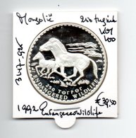 MONGOLIE 250 TUGRIK 1992 ZILVER PROOF ENDANGERED WILDLIFE HORSES - Mongolia